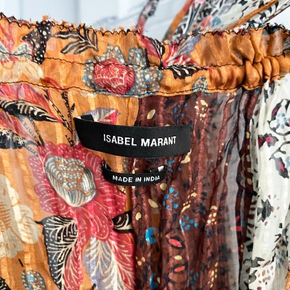 Isabel Marant Orange Printed Silk Patchwork Top, size 36 - Picture 7 of 16